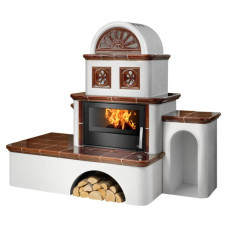 Kachlová pec ABX Oxford s výměníkem 7kW pravá, hnědá